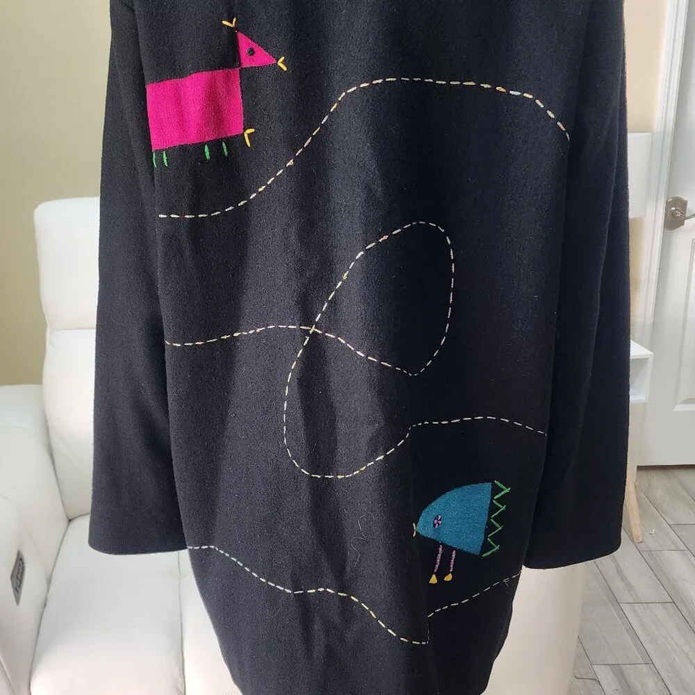 UNIQUE Vintage Women's Abstract ART Black Jacket | Size 2XL - Picture 12 of 13